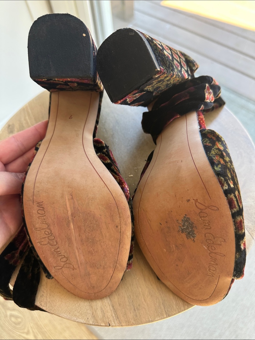 Sam Edelman Odette Patchwork Velvet Block Heel - Picture 7 of 7